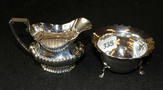 Silver cream jug & sugar bowl